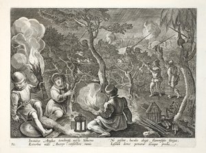 Fowlers, der fanger fugle om natten, illustration fra 