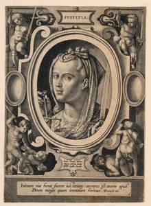 Justice (Justice), plade 5 fra "Virtutum theologicarum et cardinalium" af Jan van der Straet, called Stradanus