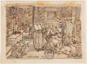 Side i en skitsebog; Svaghed af Jan van der Straet, called Stradanus