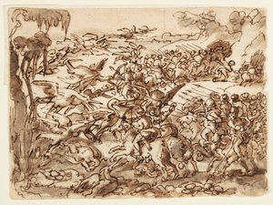 Recto: kamp mellem pygmier og kraner; Verso: Inskription vedrørende Plinius The Elder