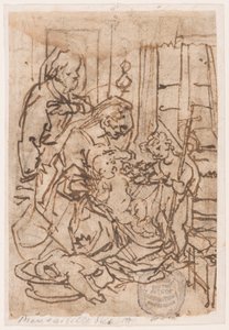 Den hellige familie og Johannes Døberen af Jan van der Straet, called Stradanus