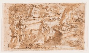 The Sacrifice of Job, foreløbigt design til "Spiritus Timoris Domini" (Gaven fra Herrens frygt), plade 7 i "The Seven Gifts of the Holy Spirit" print-serien af Jan van der Straet, called Stradanus