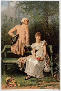 Scene af bebrejdelser mellem elskere,, engelsk chromo