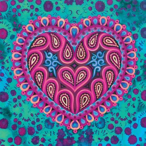 Folk Heart on green, 2016, af Jane Tattersfield