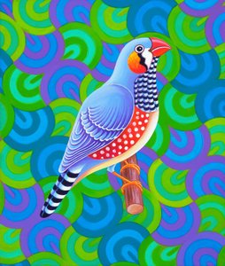 Zebrafinke, 2023 (olie på lærred) af Jane Tattersfield