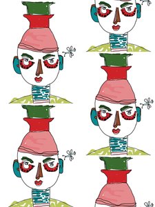 Faces in repeat, 2022 (photoshop) af Jane Willingale