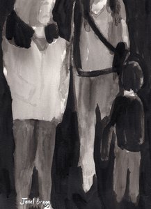 Holiday Shoppers, ca. 2017 (blæk på papir) af Janel Bragg