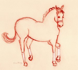 Horse Dancing at the Parade, ca. 2024 (blyant på papir) af Janel Bragg