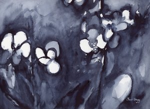 Orchid in Indigo, ca. 2017 (akvarel på papir) af Janel Bragg