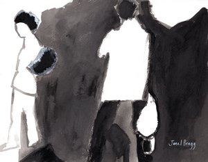 Patrons at the Palm Springs Art Museum, ca. 2017 (blæk og gesso på papir) af Janel Bragg