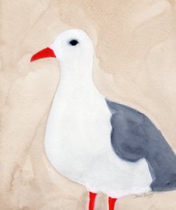 Måge fra Anacortes II, ca. 2018 (akvarel og blyant på papir) af Janel Bragg