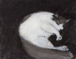 Thomas Taking a Nap, ca. 2018 (kul og pastel på papir) af Janel Bragg