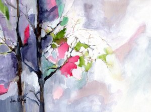 View out my Kitchen Window II, ca. 2017 (akvarel og kasein på papir) af Janel Bragg