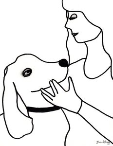 Vincent and Janel in Black Lines, ca. 2024 (tusch på papir) af Janel Bragg