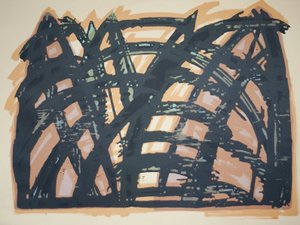 Head On (iii), 2014 (træsnit med motorsav og silketryk)