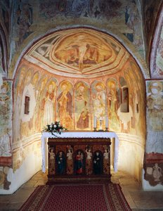 Hrastovlje befæstede kirke, Trinity Church, Apostles (1490), detaljer fra fresker af Janez Iz Kastva, Slovenien