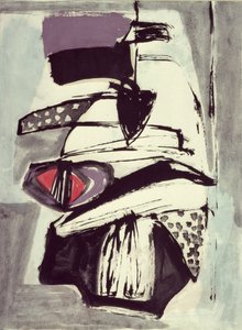 Komposition (akvarel og gouache på papir)