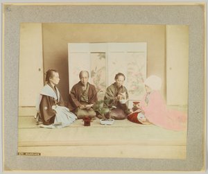 Japansk vielsesceremoni (håndfarvet s/h foto) af Japanese Photographer