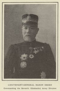 Generalløjtnant Baron Oseko, der leder den syvende (Hokkaido) Army Division af Japanese Photographer