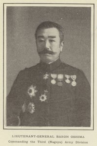 Generalløjtnant Baron Oshima, der leder den tredje (Nagoya) Army Division af Japanese Photographer
