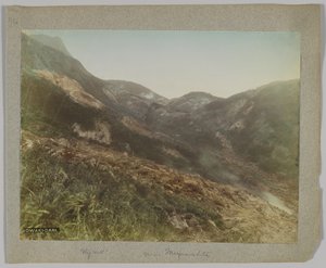 Owakudani, Hakone, Kanagawa-præfekturet, Japan (håndfarvet s/h-billede) af Japanese Photographer
