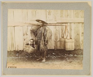 Peasant, Japan (håndfarvet sort/hvid foto) af Japanese Photographer