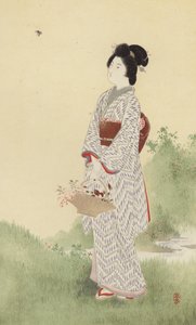 En japansk pige (chromolitho) af Japanese School