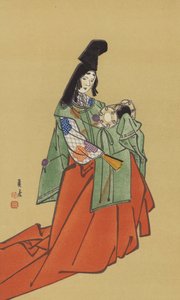 En Shirabyoshi, i Kamakura-regeringens tidsalder (chromolitho) af Japanese School