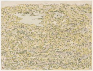 Fugleperspektiv af Kiso Highway fra Edo til Kyoto, 1819 af Japanese School