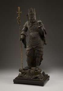 Bishamonten (Vaisravana, Nordens vogter) (træ med metal og bladguld) af Japanese School