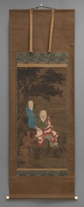 Buddhistisk maleri af 3 figurer, begyndelsen af det 18. århundrede af Japanese School
