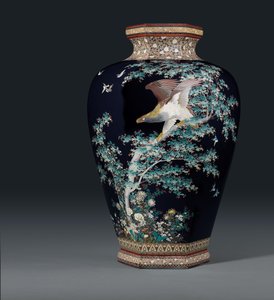 Cloisonne-vase, mærke fra Hayashi Chuzo-værkstedet, Meiji-perioden, slutningen af det 19. århundrede af Japanese School