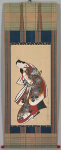 Courtesan, begyndelsen af 1700-tallet (hængende rulle, blæk og farve på papir) af Japanese School
