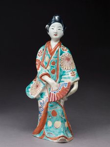 Figur af en dansende kvinde, japansk, sandsynligvis 1600-tallet (lertøj med emaljeoverglasur)