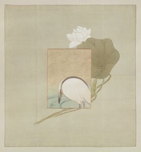 Gaveomslag, Meiji-periode (1868-1912) (malet silke med broderede tråde) af Japanese School