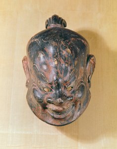 Gigaku maske, Nara Periode (645-794) (polykromt træ)