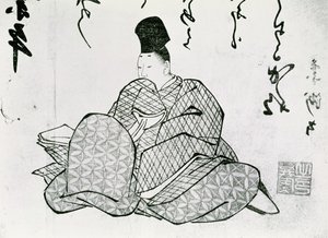Hero of a Monogatari af Ariwara no Narimira (825-880) 17.-19. århundrede (træbloktryk) af Japanese School