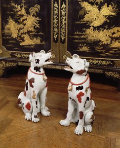 Imari par siddende hunde (hårdt-pasta porcelæn) af Japanese School