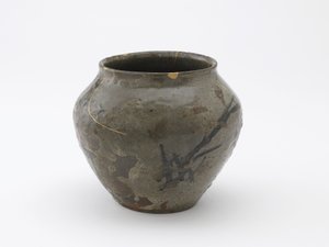 Krukke med et design af siv, Saga-præfekturet, Momoyama-perioden, slutningen af 1500-begyndelsen af det 17. århundrede (stentøj med jernpigment under feldspatisk glasur)