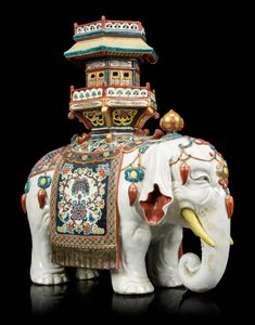 Elefant i Kakiemon-stil af Japanese School