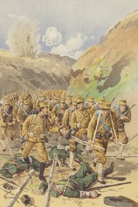 Løjtnant Takagi beder sin brigadekommandant om tilladelse til at fremme (Chromolitho) af Japanese School