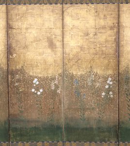 Moon In Musashi Plain (farve og guld på papir) af Japanese School