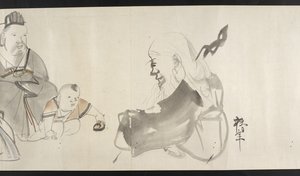 Eller. 14872, f.30 To voksne og et barn, fra Yoshida Seisai (håndscroll) af Japanese School