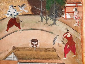 Osakazu Byobu - Japansk foldeskærm med otte paneler (maleri) af Japanese School