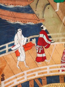 Osakazu Byobu - Japansk foldeskærm med otte paneler (maleri) af Japanese School