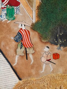 Osakazu Byobu - Japansk foldeskærm med otte paneler (maleri) af Japanese School