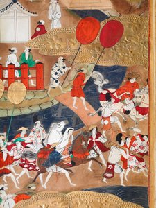 Osakazu Byobu - Japansk foldeskærm med otte paneler (maleri) af Japanese School