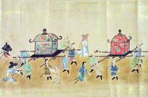 En del af den sjette koreanske ambassade i Japan på tidspunktet for arvefølgen i Tokugawa Ietsuna i 1651, muligvis af Kano Masanobu (1625-94) 1655-57 (rullemaleri) (se også 120822 & 120823) af Japanese School