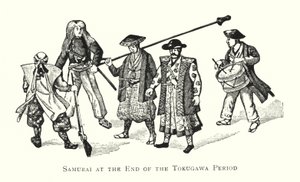 Samurai i slutningen af Tokugawa-perioden (litho) af Japanese School