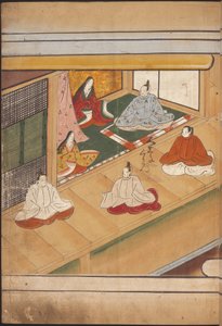 Siddende japanske adelsmænd, illustration fra 